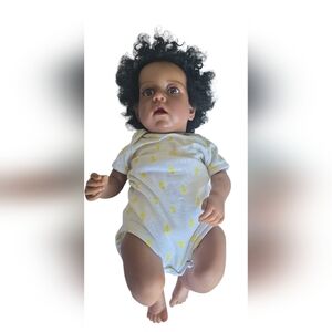 Reborn Baby Doll with Yellow Pineapple Onesie.
